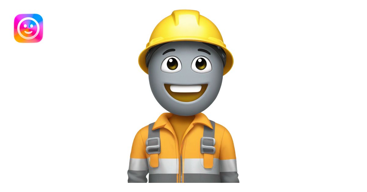 smiley in a construction helmet with thumbs up, wearing a grey boiler ...