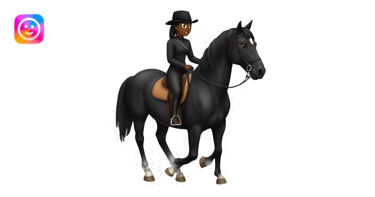 a completely black horse and female rider emoji | AI Emoji Generator