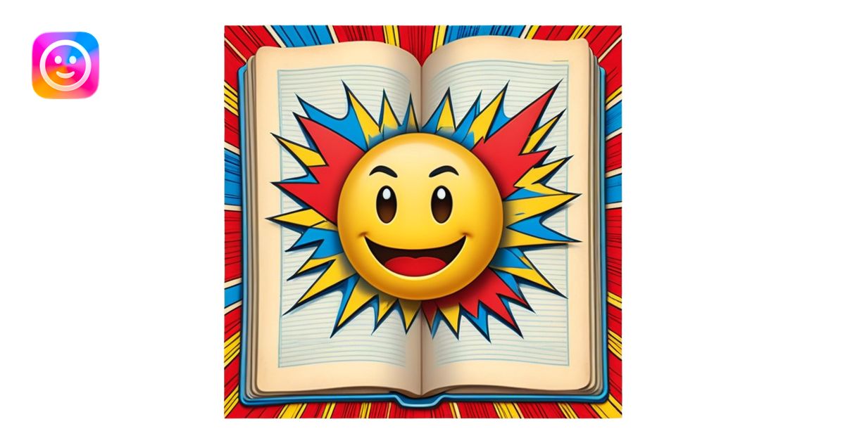 Create a vibrant emoji, representing comic books and graphic novels as ...