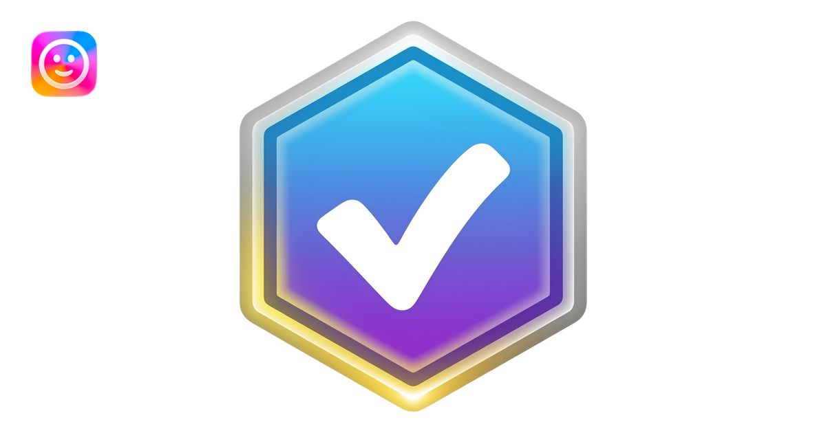 Unique Nexora verification badge: futuristic hexagon, white checkmark ...