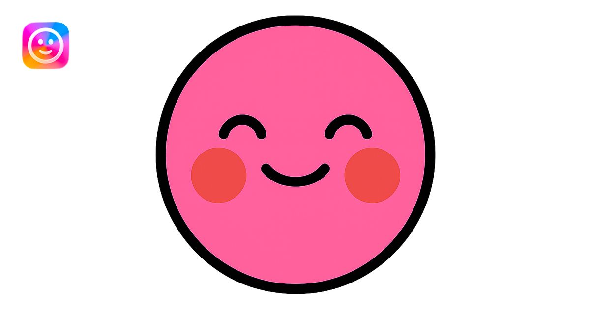 funny pink emoji with blushing cheeks icon | AI Emoji Generator
