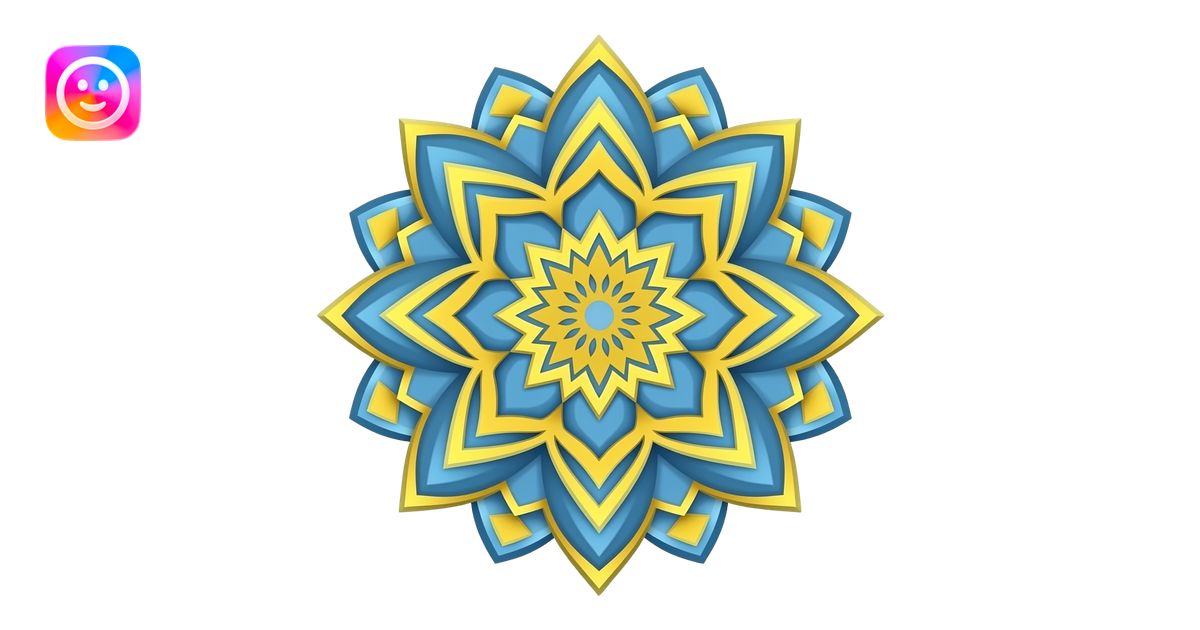 Yellow and blue mandala pattern emoji | AI Emoji Generator