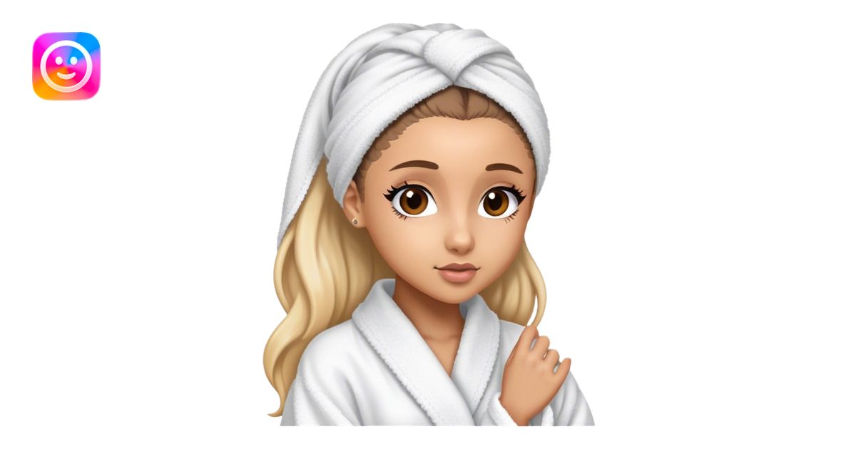 ariana grande in bath robe with hair towel emoji | AI Emoji Generator