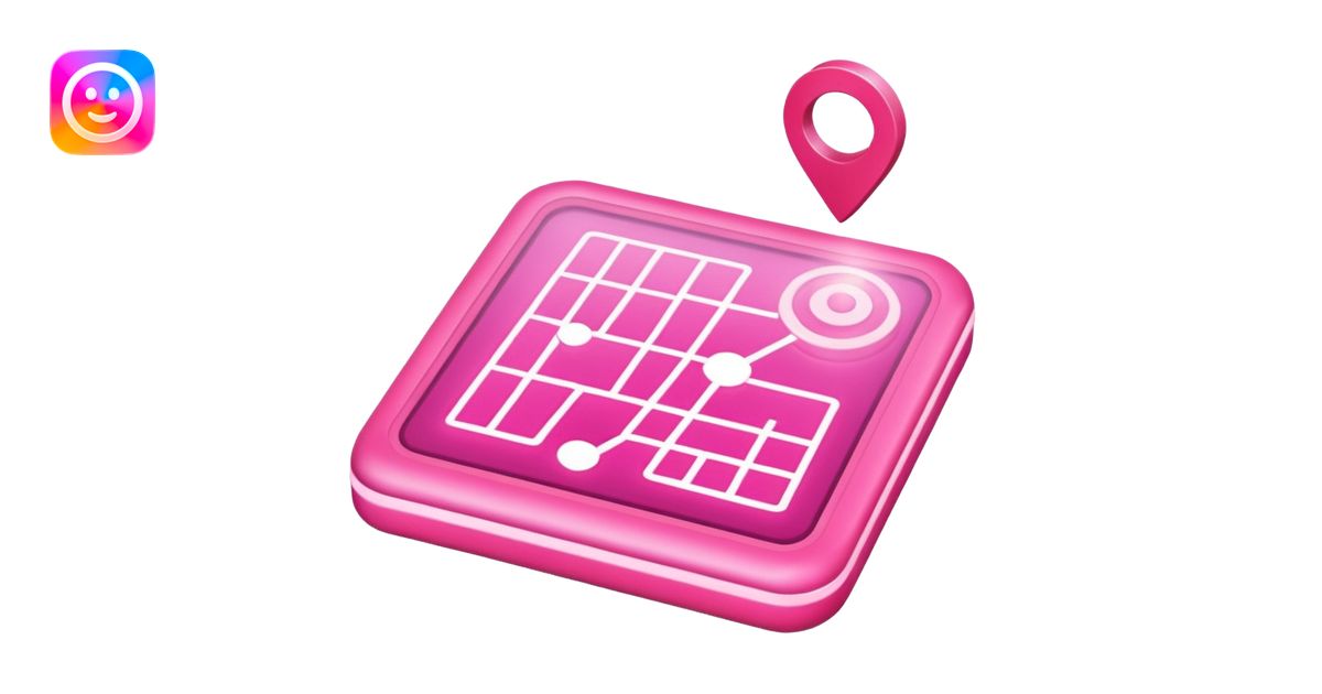 pink big gps map lines emoji | AI Emoji Generator