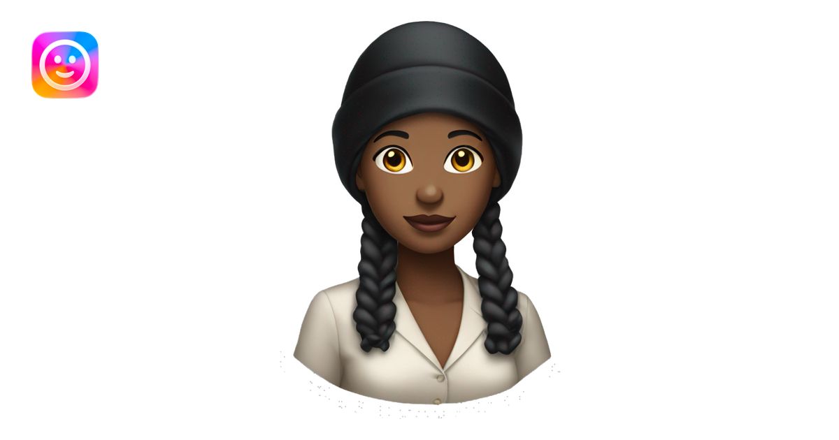 black girl wearing a black satin hair bonnet emoji | AI Emoji Generator