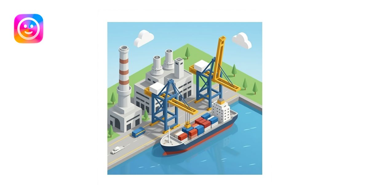 port with crane top view isometric no background emoji | AI Emoji Generator