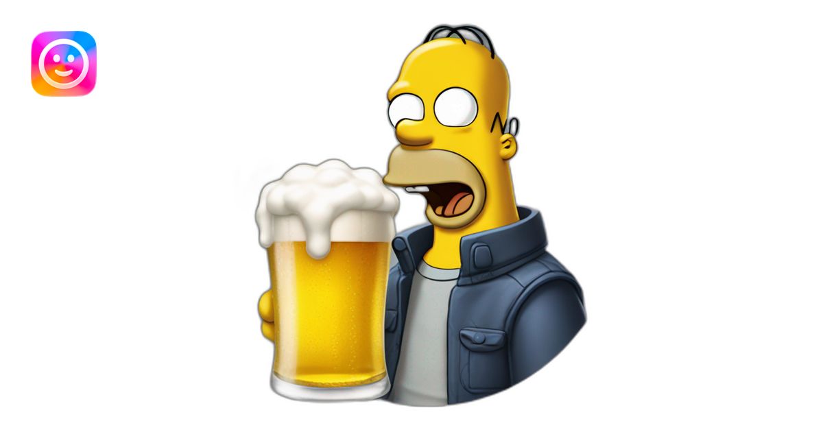 Homer Simpson qui boit une bière emoji | AI Emoji Generator