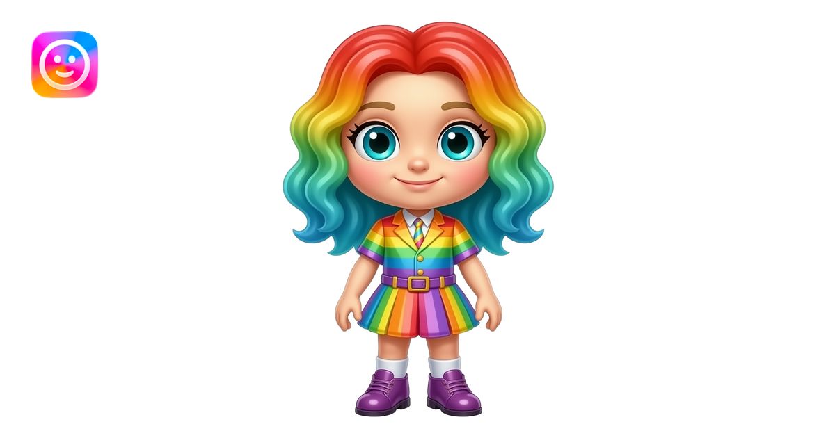 A full body Rainbow Gelatin Entity with a big head and small body ...