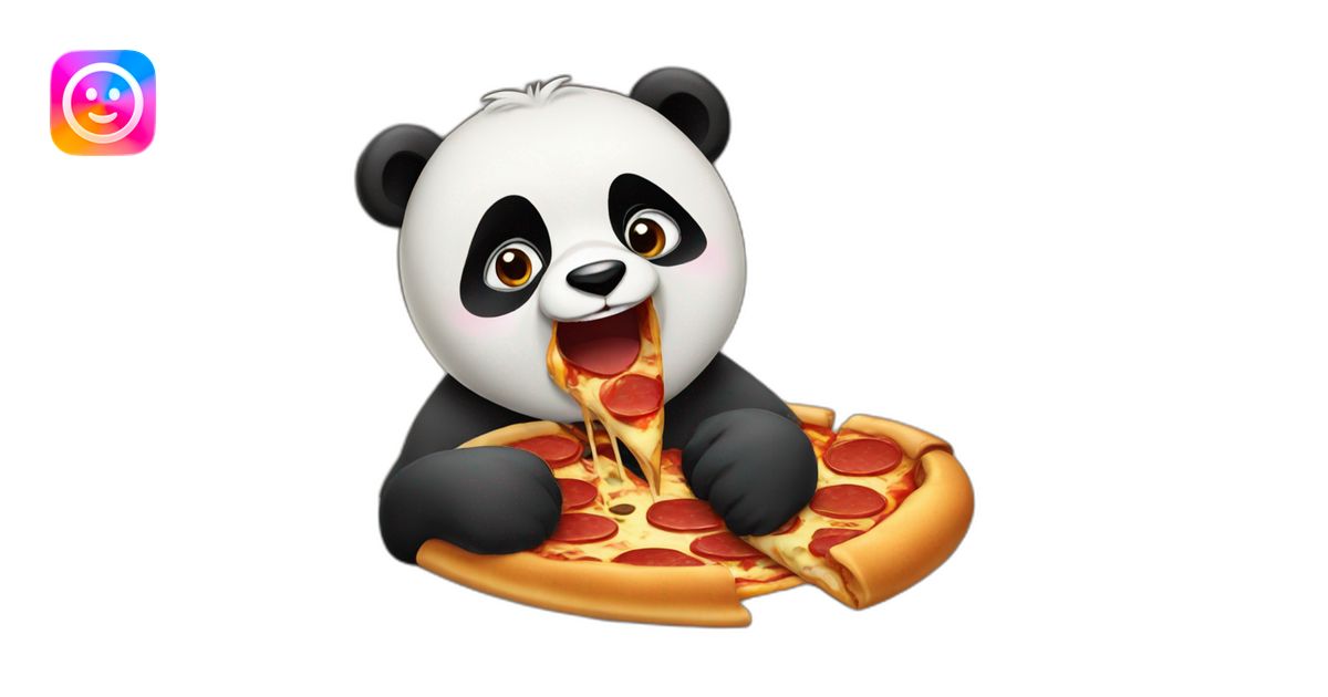 Panda eating pepperoni pizza emoji | AI Emoji Generator