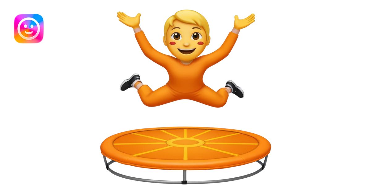 an emoji jumping on a orange trampoline emoji | AI Emoji Generator