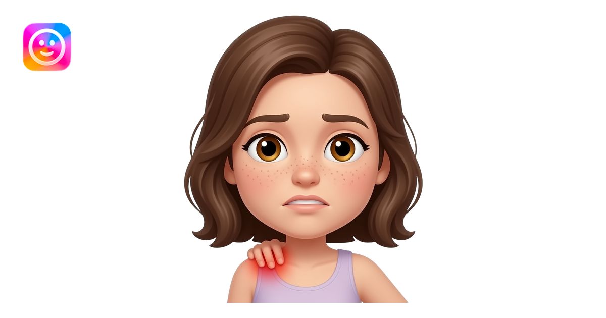 back pain brunette with freckles emoji | AI Emoji Generator