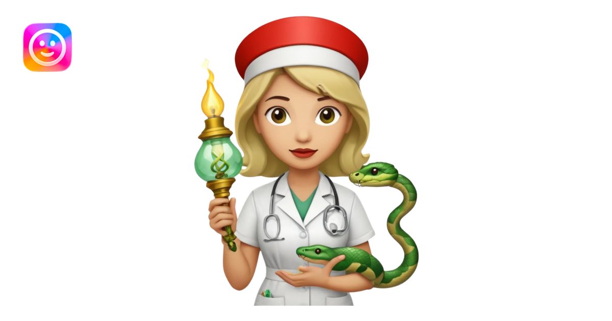 Enfermagem uma lamparina com uma cobra em volta emoji | AI Emoji Generator