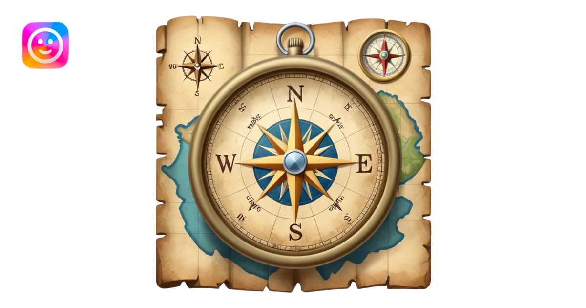a map and a compass emoji | AI Emoji Generator