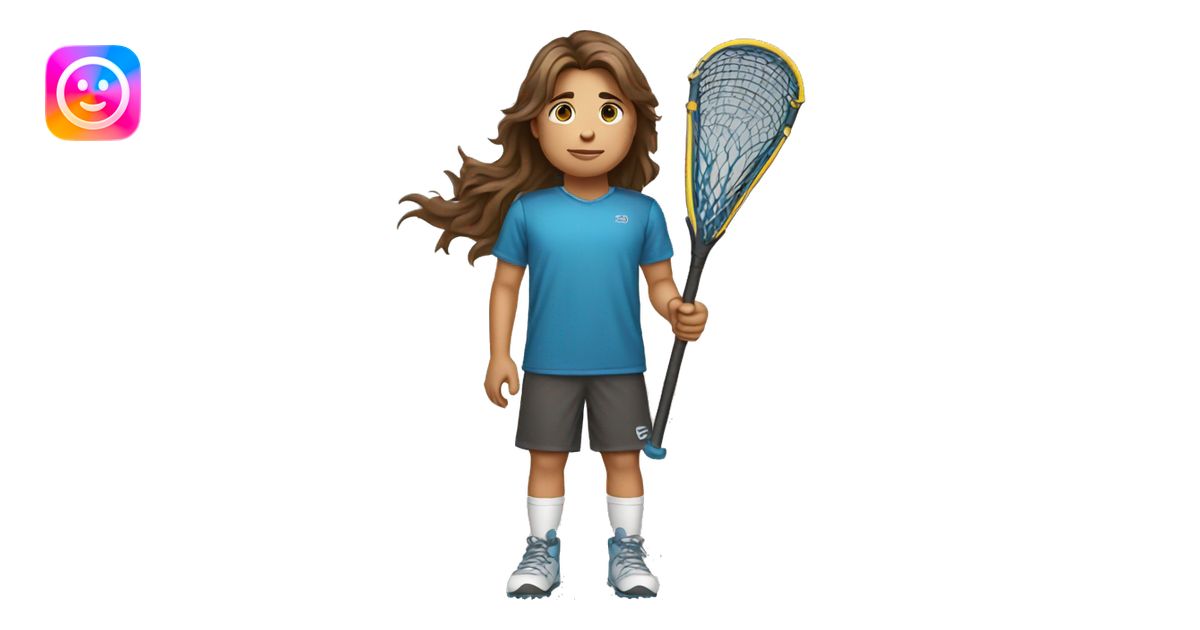 BOY HOLDING LACROSSE STICK WITH LONG BROWN HAIR emoji | AI Emoji Generator