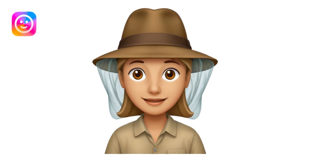 person wearing a mosquito net and a indiana jones hat combination emoji ...