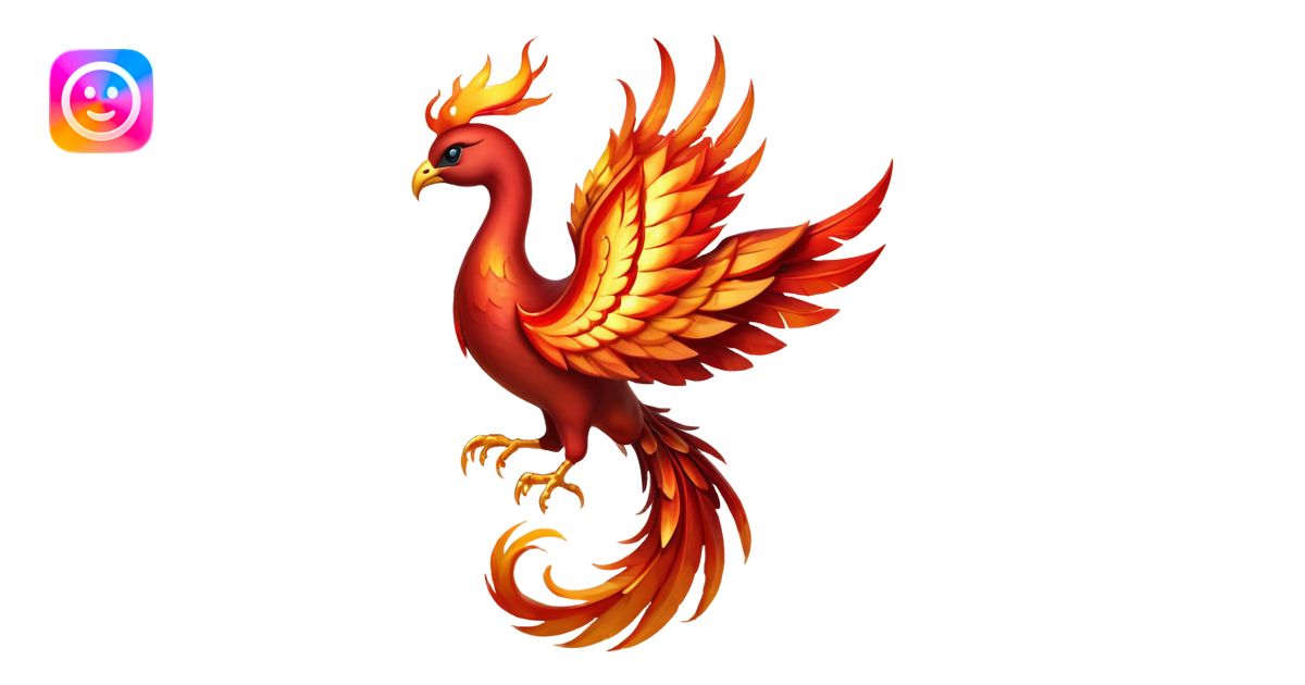 Cinematic Noble fierce & powerful Fire Phoenix Portrait Emoji, Poised ...