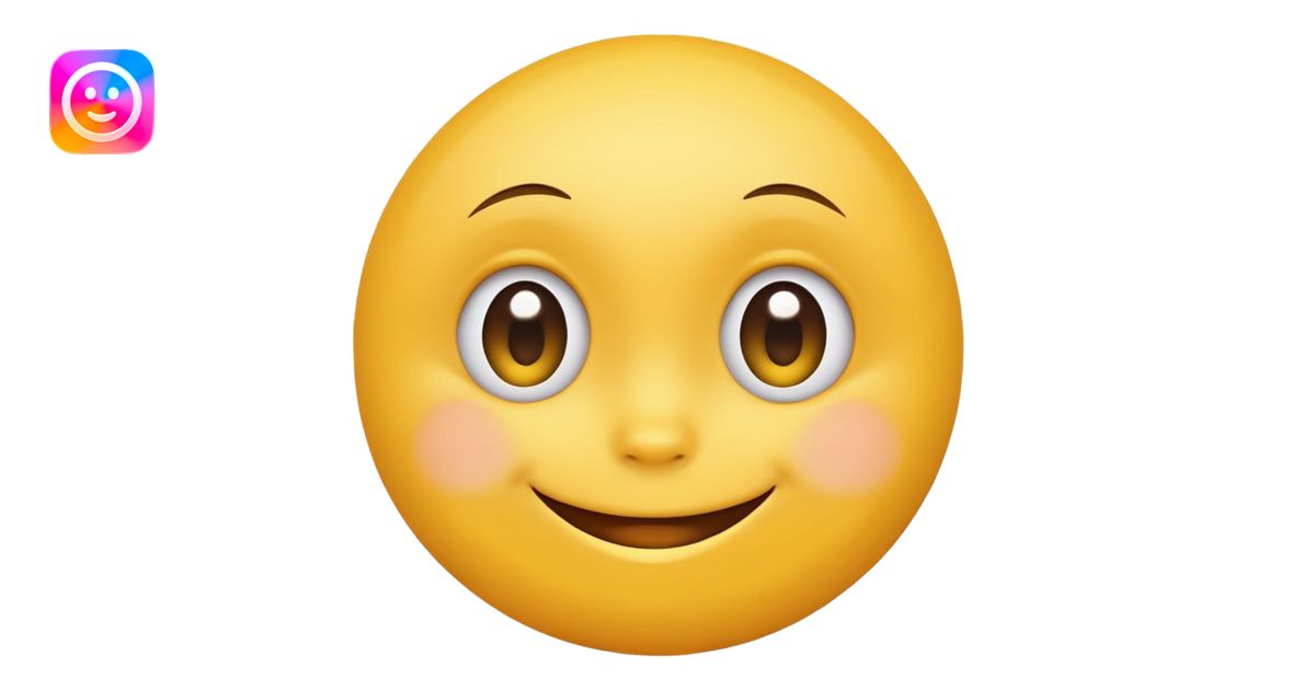 Emoji, yellow round smiling face, vibrant bright shy expression emoji ...