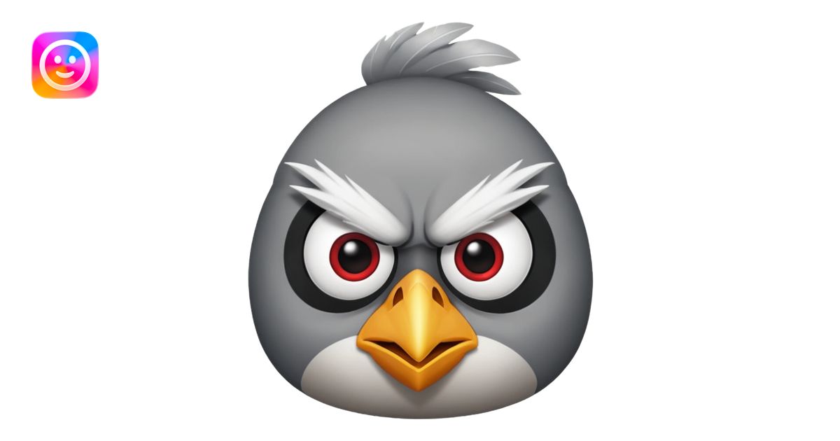 Angry bird in grey different style emoji | AI Emoji Generator