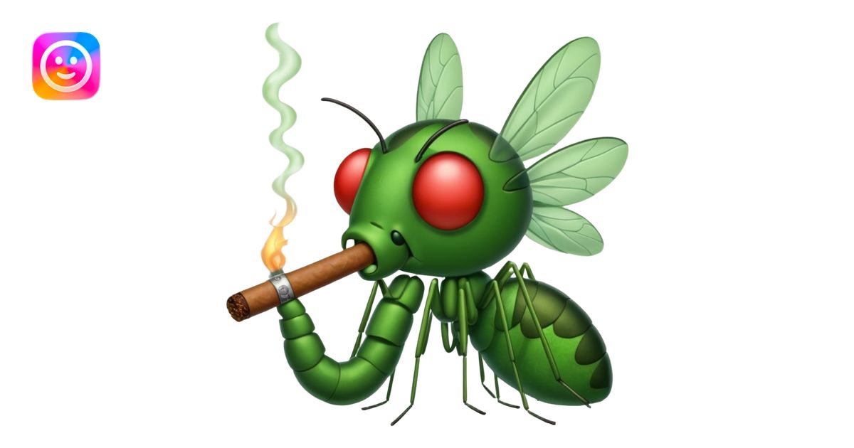 mosquito verde fumando un cigarro emoji | AI Emoji Generator