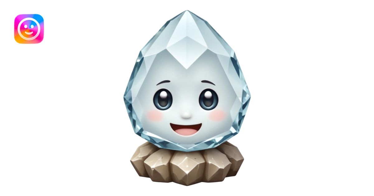 A single cute crystal rock character inspired by a clear quartz cluster ...