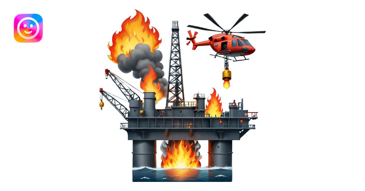 Oil rig in the sea exploding and a helicopter above emoji | AI Emoji ...