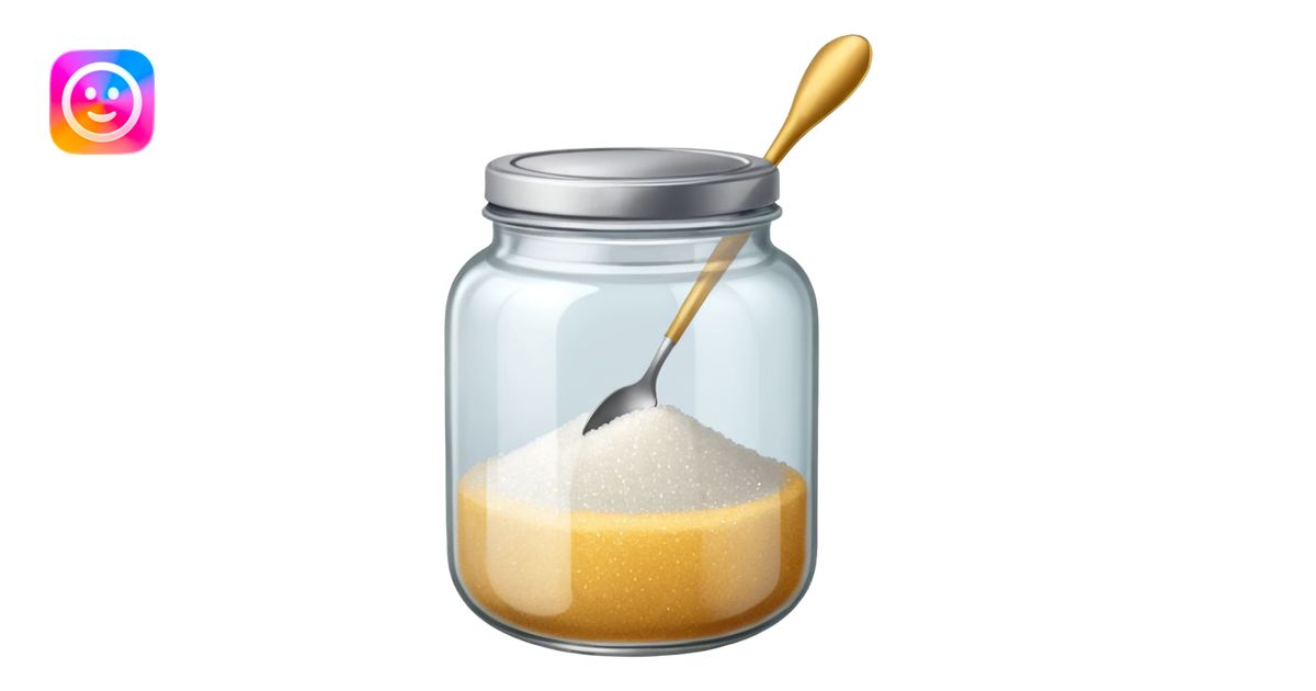 Jar of sugar with spoon emoji | AI Emoji Generator
