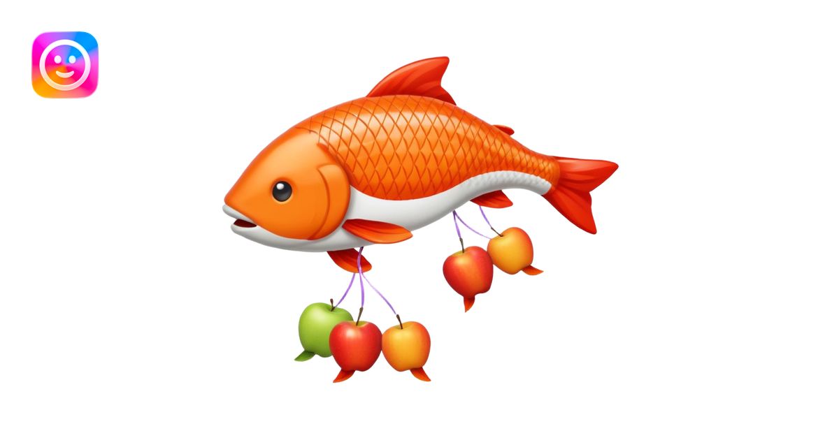 carp streamer hanging apple emoji style emoji | AI Emoji Generator