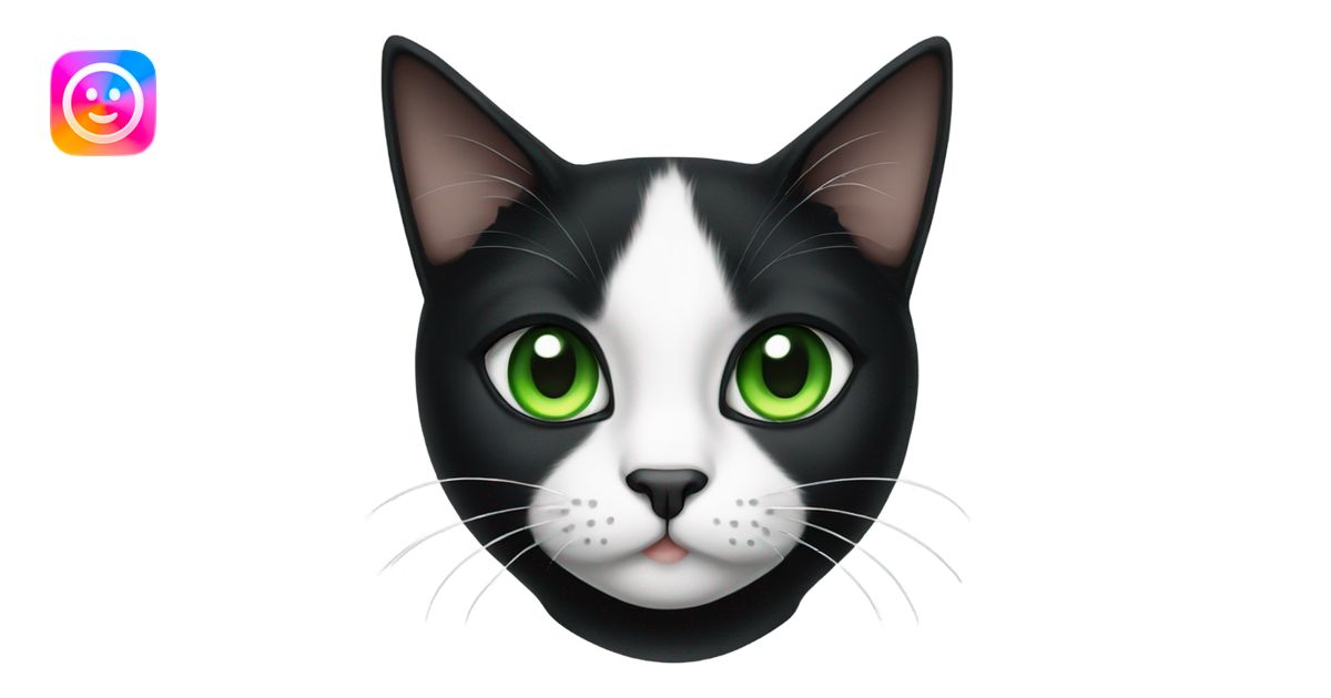 Tuxedo cat with green eyes and an attitude emoji | AI Emoji Generator