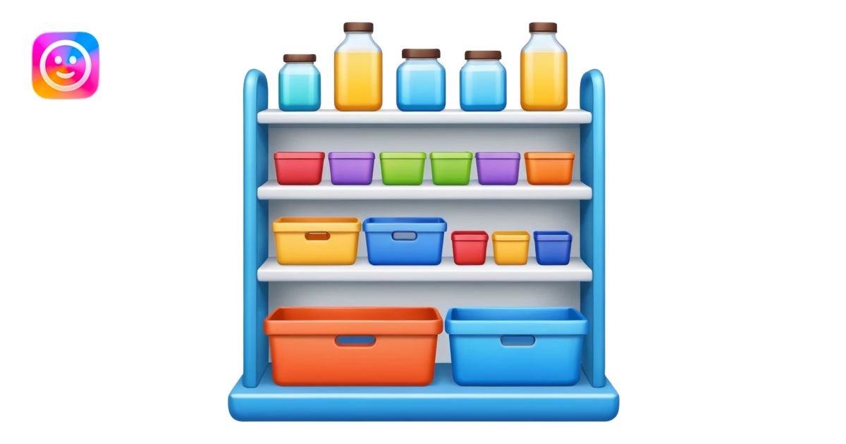 store display shelf with stuff organized lines emoji | AI Emoji Generator