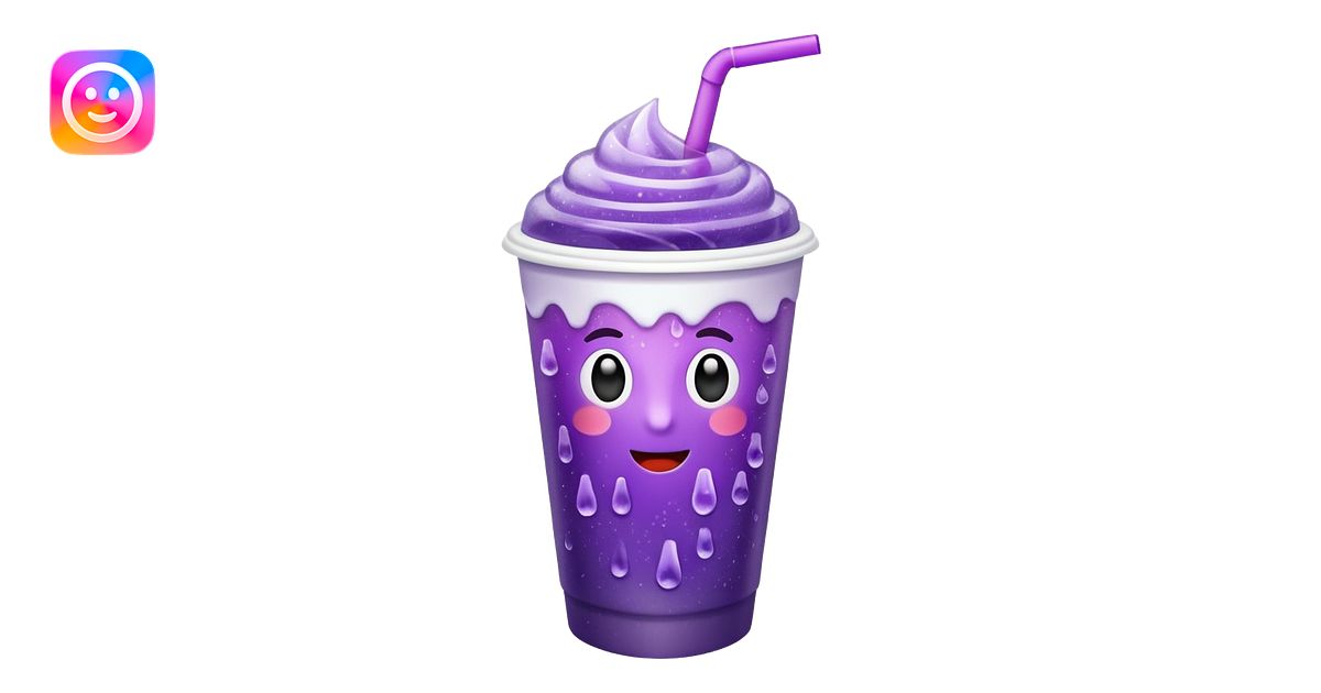 White paper cup filled with purple iced soda emoji | AI Emoji Generator