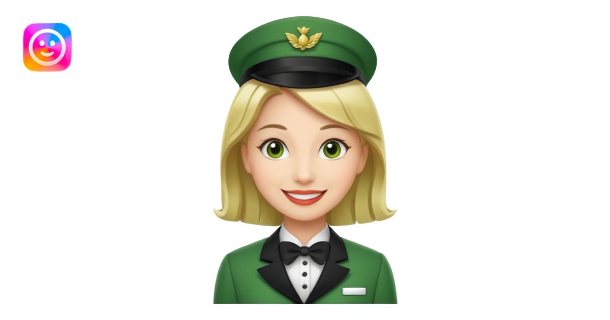 Lady hotel butler with green uniform emoji | AI Emoji Generator