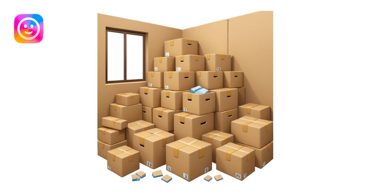 Generate a realistic emoji-style of a overfilled storage room where the ...