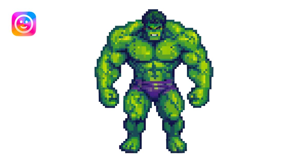 the Hulk, muscular green superhero, dynamic pose, pixel art style ...