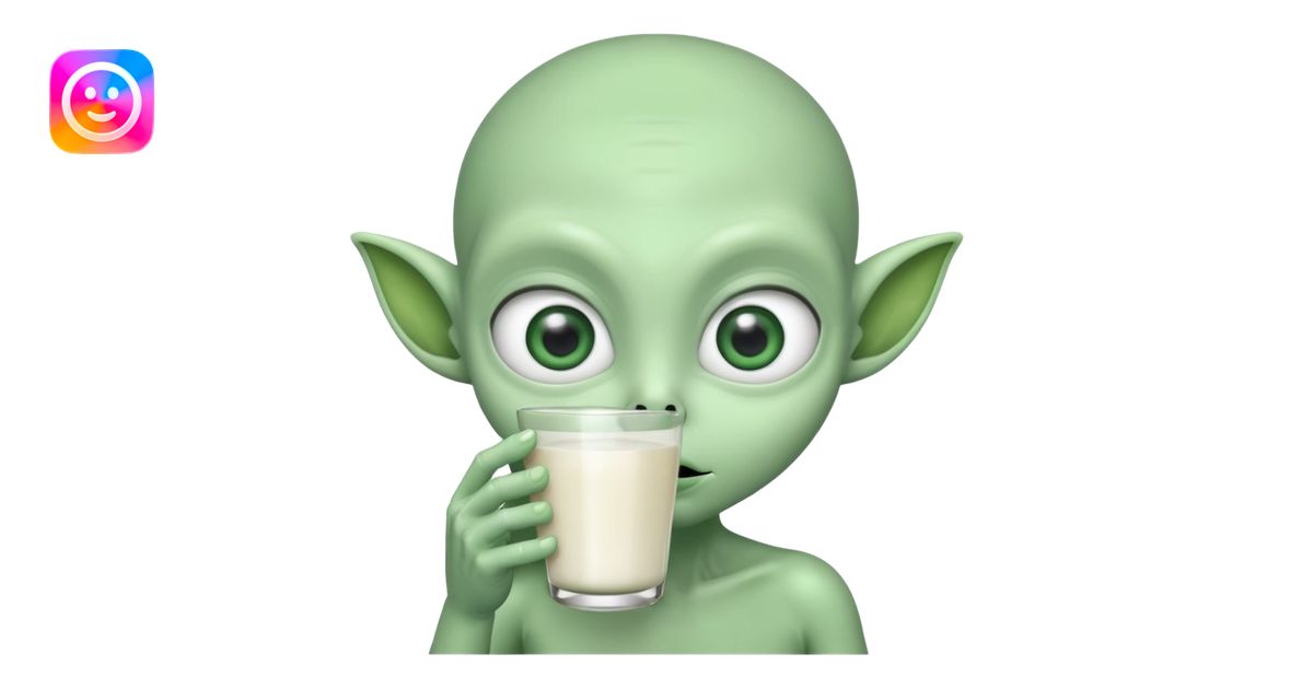 Alien drinking milk emoji | AI Emoji Generator