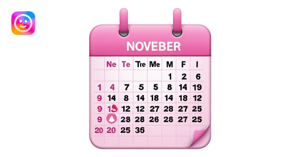 pink calendar of november 2025 in poppins text form emoji | AI Emoji ...