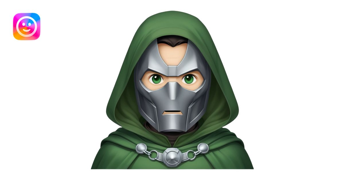 Doctor Doom villain with green cloak and metal mask emoji | AI Emoji ...