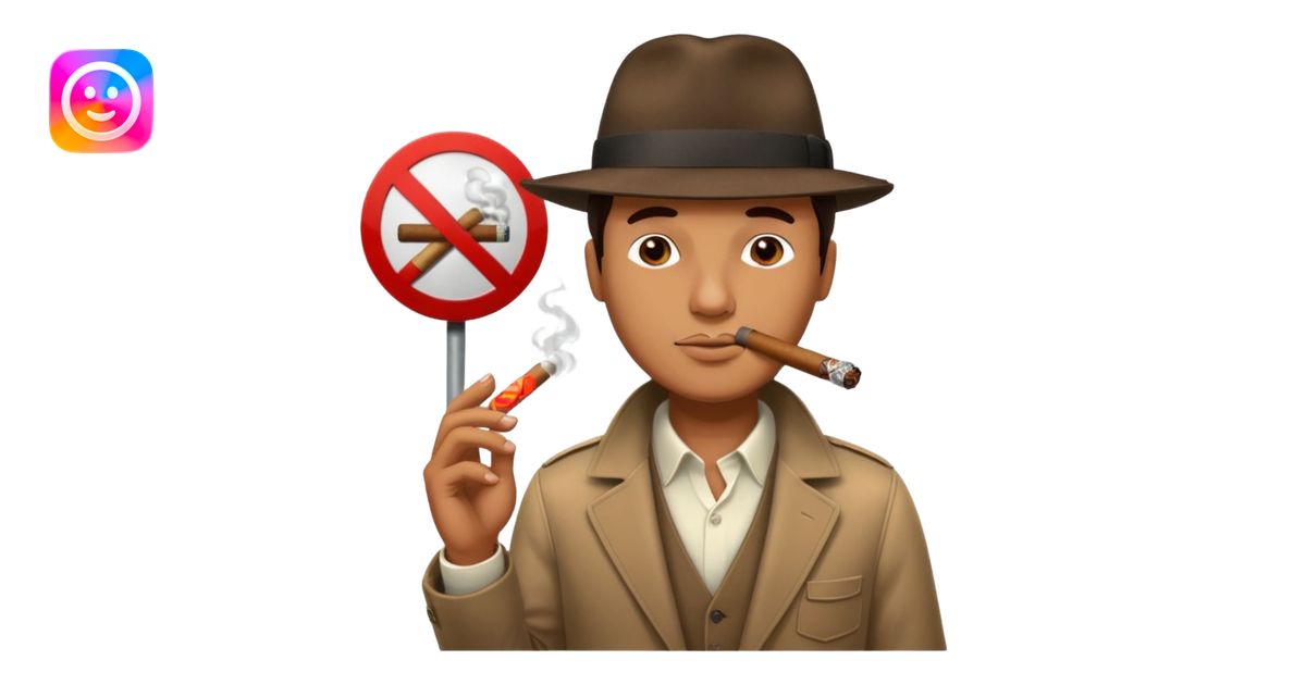 „no smoking“ street sign with a man who smoks cigar emoji | AI Emoji ...