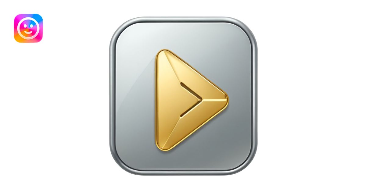 golden play button with silver edges emoji | AI Emoji Generator