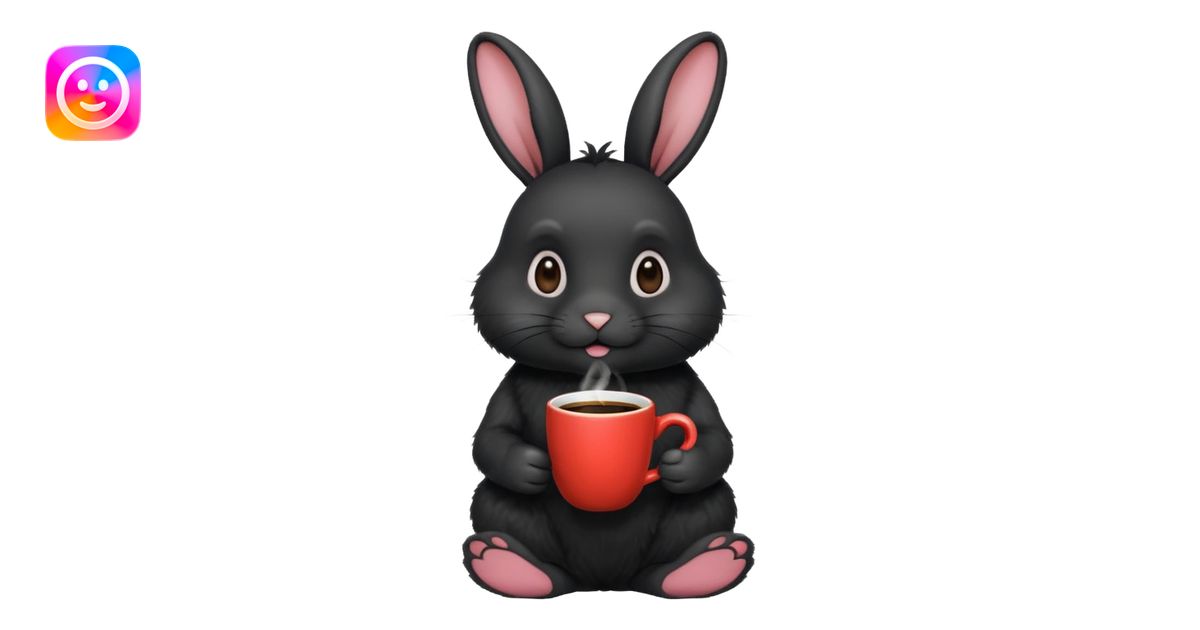 black rabbit with coffee emoji | AI Emoji Generator
