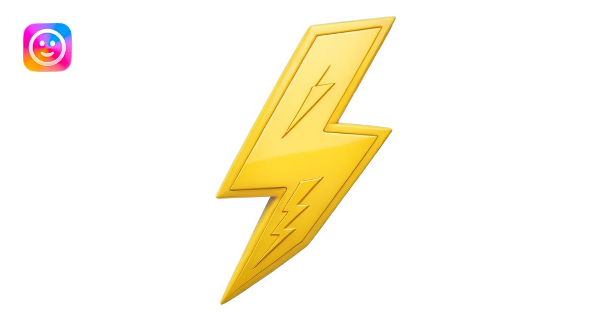 A cute 3D render icon of a lightning bolt shape. Rounded edges, plump ...