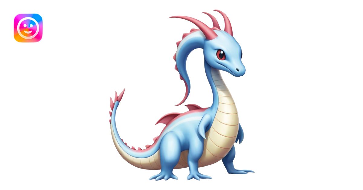 Milotic-Dragonair-Dratini-hybrid, full body, two legs, two hands emoji ...
