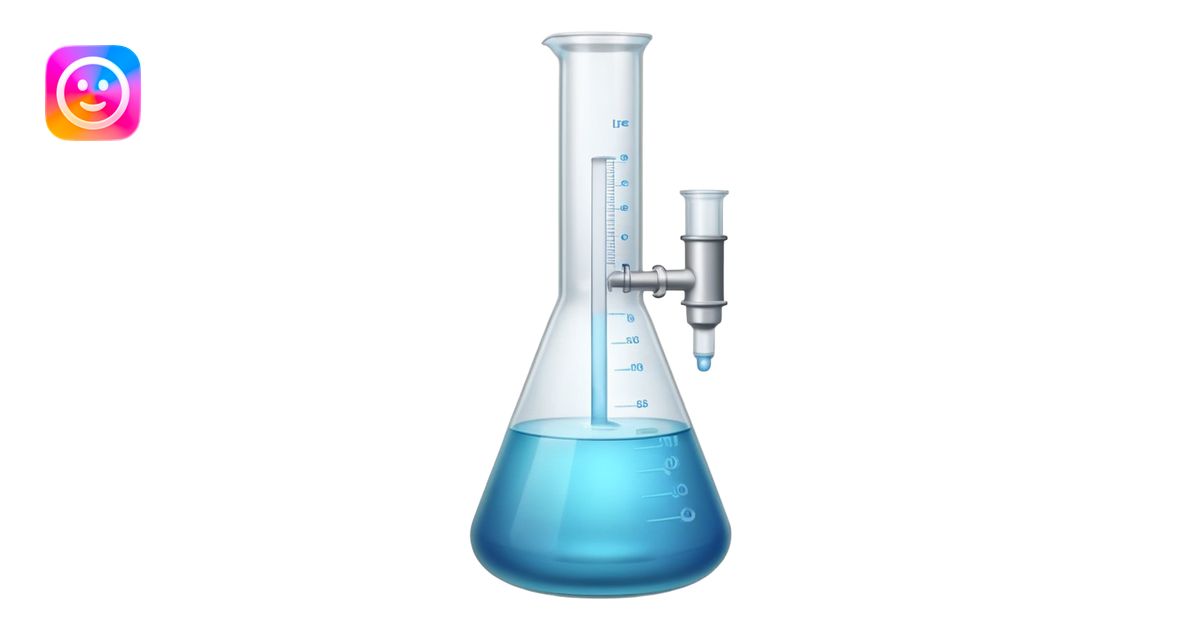 big glass beaker with liquid, mechanical stirrer, inlet and outlet ...