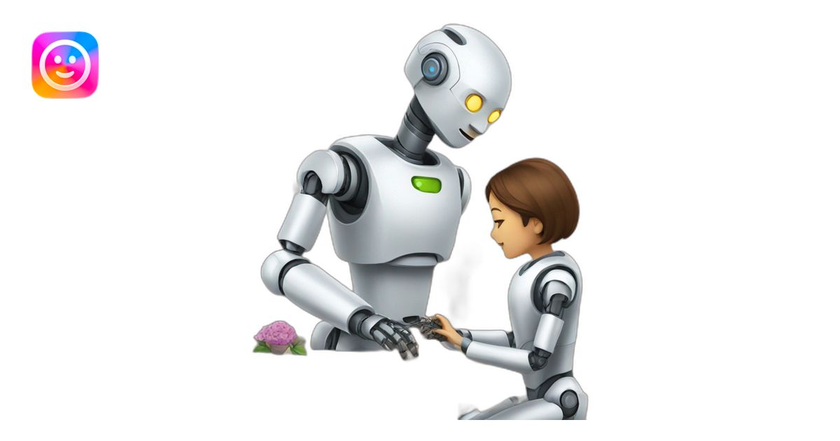 a robot play with a mom when she fixing it emoji | AI Emoji Generator