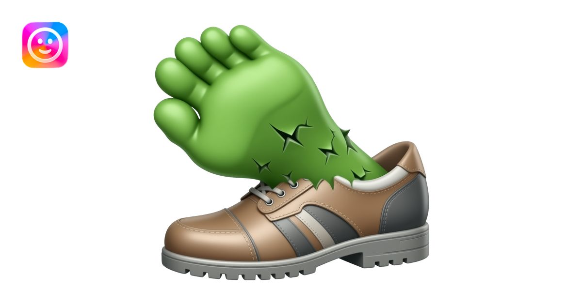 green massive foot ripping out of a shoe emoji | AI Emoji Generator
