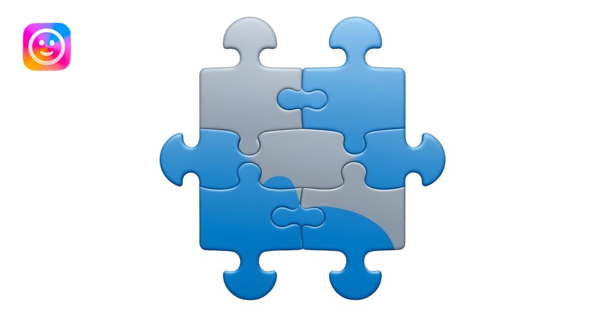 Minimal flat-style puzzle piece emoji in blue and grey, professional ...