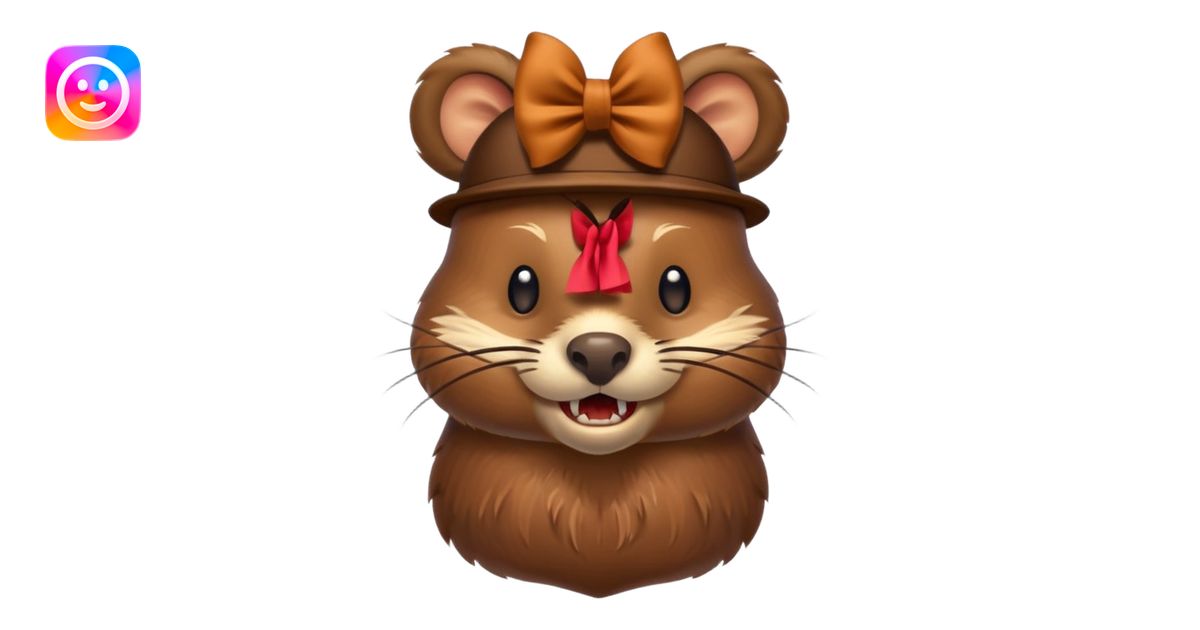 add a bow on the head of one beaver emoji | AI Emoji Generator