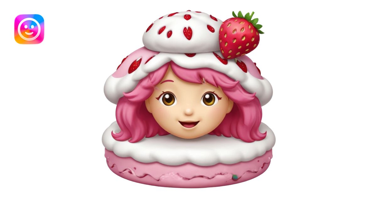 Strawberry shortcake blowing a kiss emoji | AI Emoji Generator