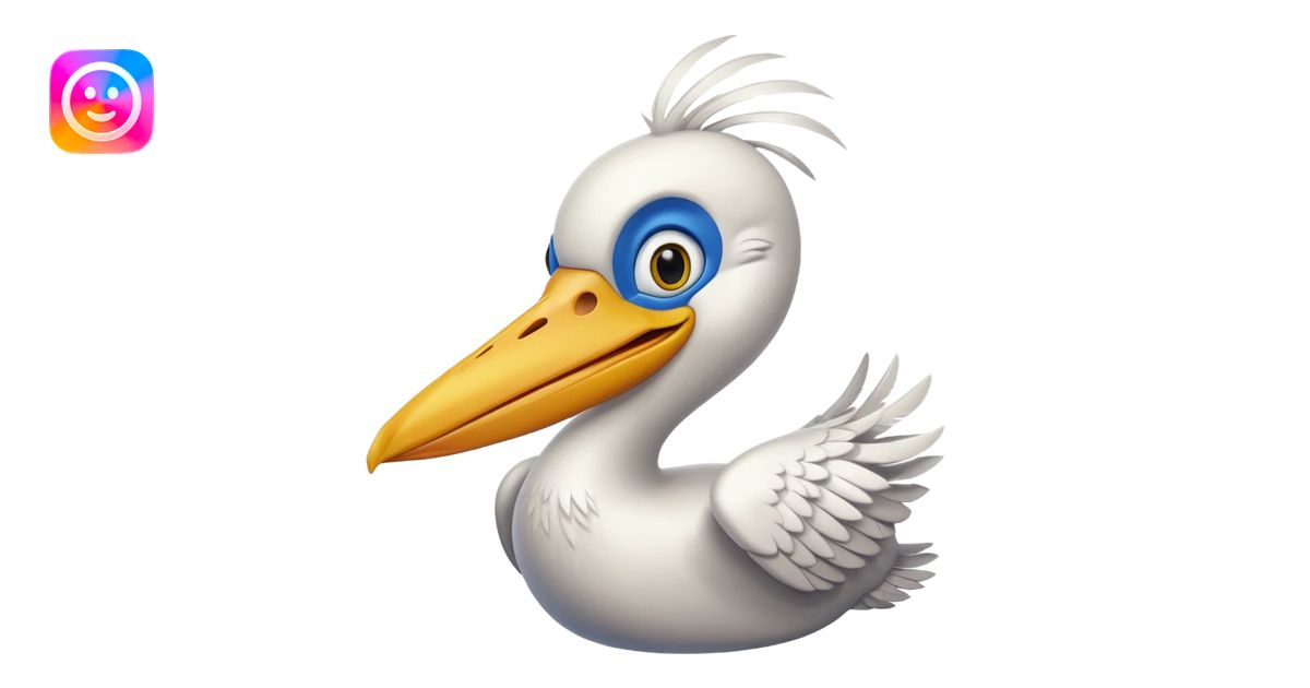 Create a really simple cartoon pelican emoji that i can copy and paste ...
