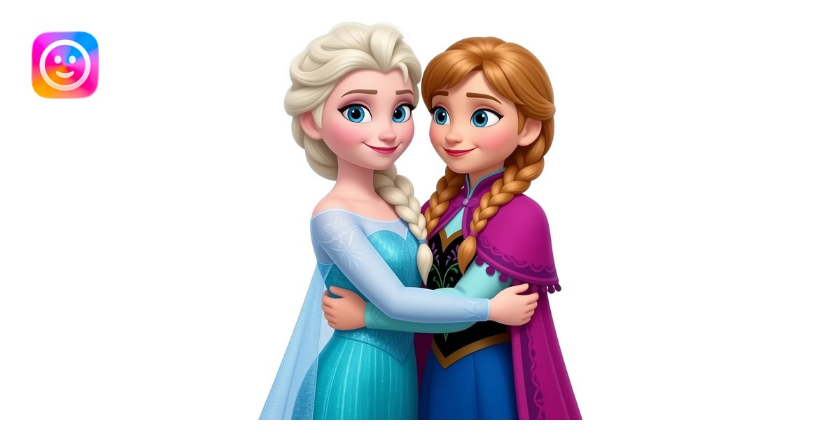 Elsa and Anna , full-body hug, bodies facing each other, arms wrapped ...