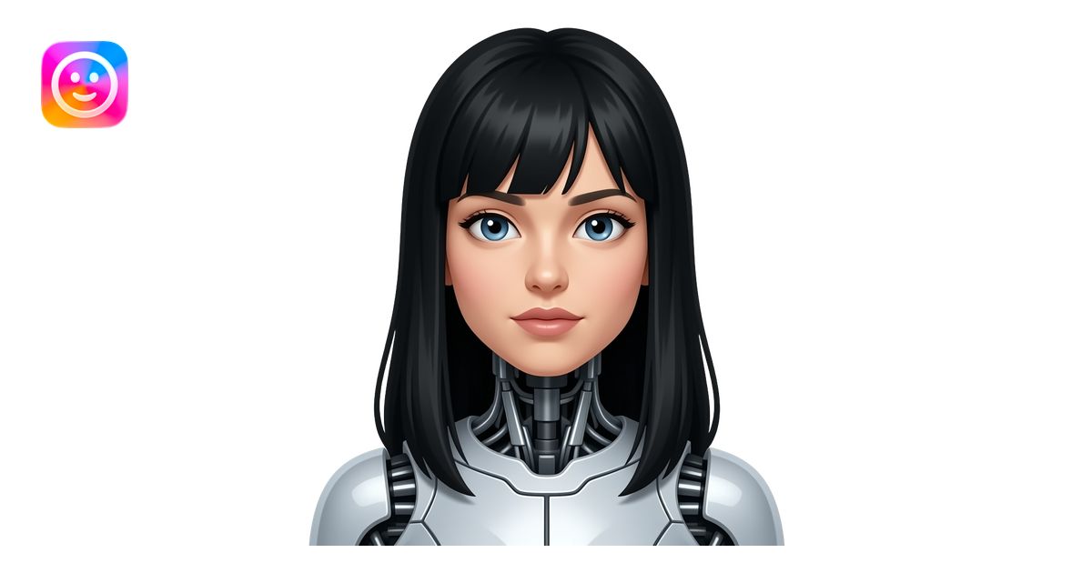 female android with black long hair emoji | AI Emoji Generator